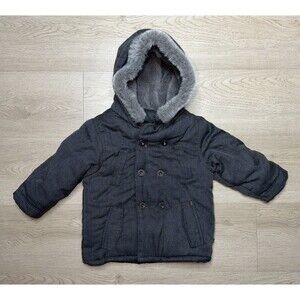 OBAIBI Youth Boys 23M Snow Jacket Winter Gray French Design Coat Hooded Warm